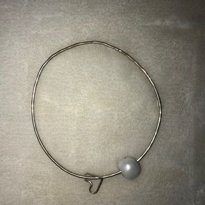 Silver Bangle with white pearl